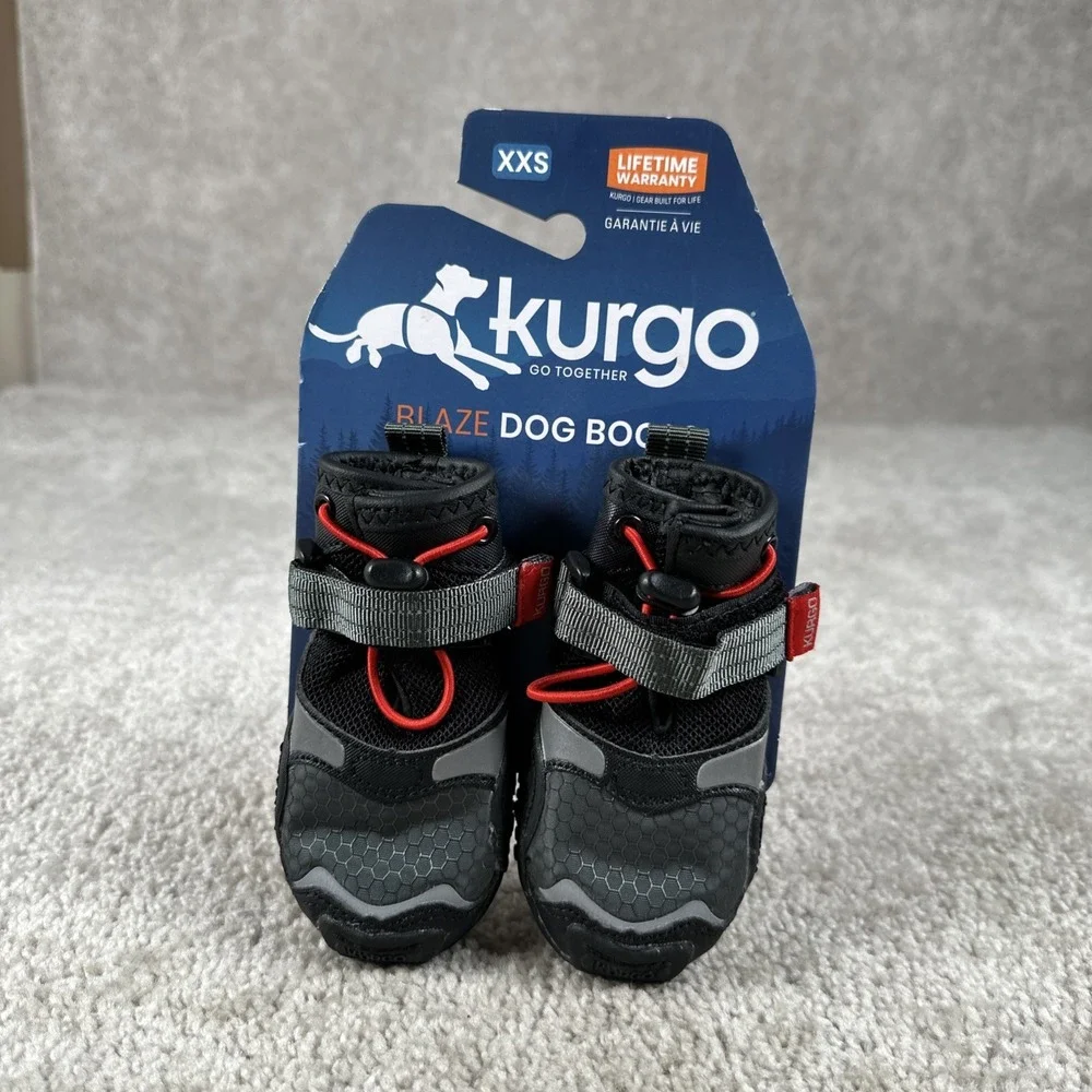 Kurgo Blaze Size XXS Set of Dog Boots Black Red Reflective Outdoor